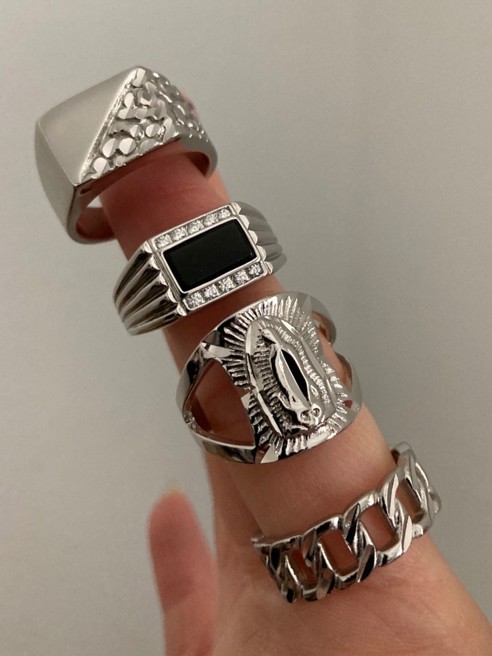 CHILD OF WILD SZ8 Ring SET Silver Stackable layering cocktail Rings Silver Set